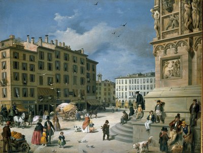 Amanzia Guerillot Inganni, Piazza del Duomo, 1850 von Amanzia Guérillot