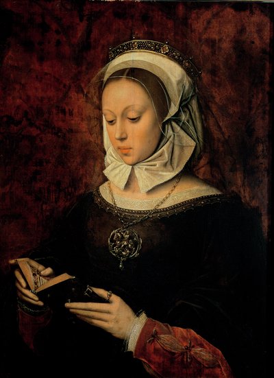 Junge Frau liest ein Stundenbuch von Ambrosius Benson