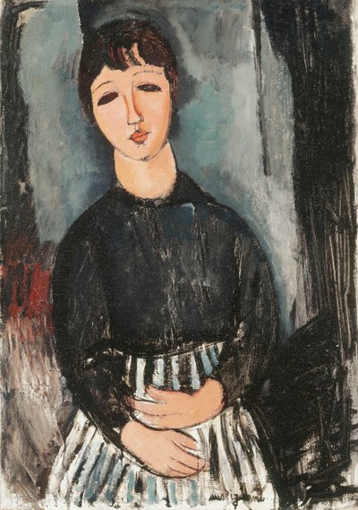 Diener in einer gestreiften Schürze von Amedeo Modigliani