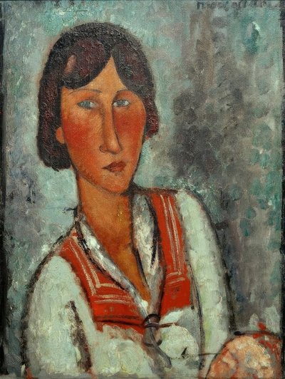 Brustbild einer jungen Frau mit Matrosenkragen von Amedeo Modigliani