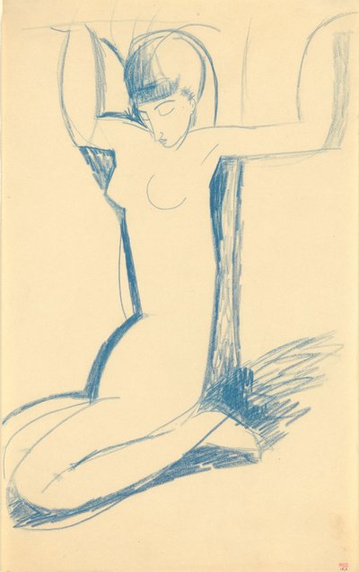 Kniende blaue Karyatide (Anna Akhmatova) von Amedeo Modigliani