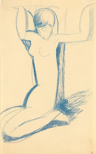 Kniende blaue Karyatide, um 1911 von Amedeo Modigliani
