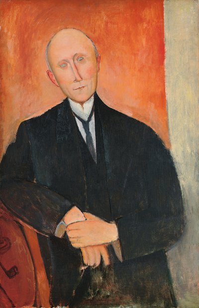 Mann auf orangem Hintergrund von Amedeo Modigliani