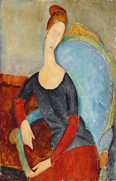 Mme Hébuterne in einem blauen Stuhl, 1918 von Amedeo Modigliani