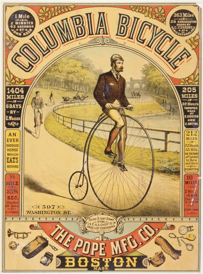 Columbia Fahrradwerbung, ca. 1890er Jahre (Chromolithographie) von American School