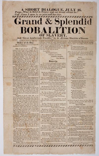 Große und prächtige Bobalition der Sklaverei, 1822 von American School