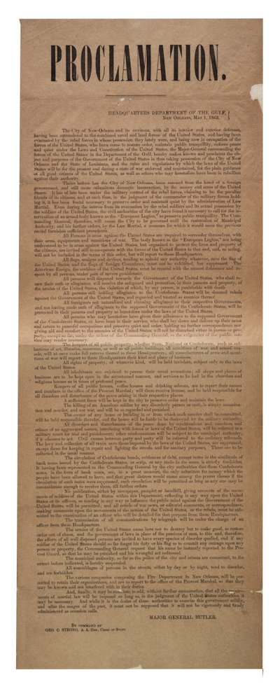 Proklamation, 1. Mai 1862 von American School