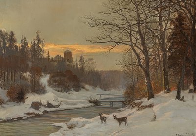 Winterliche Bachlandschaft von Anders Andersen Lundby