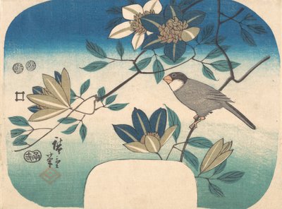 Clematis und Vogel, 1852 von Ando Hiroshige