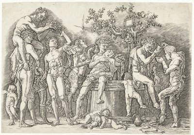 Bacchanal mit Satyrn und Bacchantinnen bei der Weinpresse von Andrea Mantegna