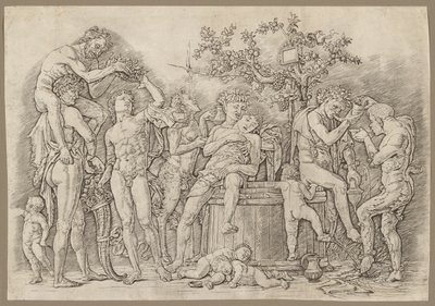 Bacchanal mit einem Weinfass von Andrea Mantegna