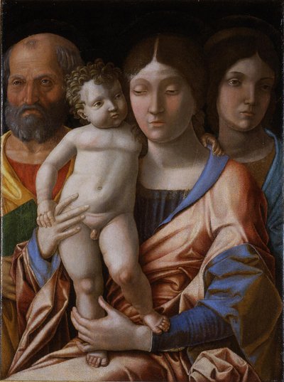 Die Heilige Familie mit einem Heiligen, 1495 von Andrea Mantegna