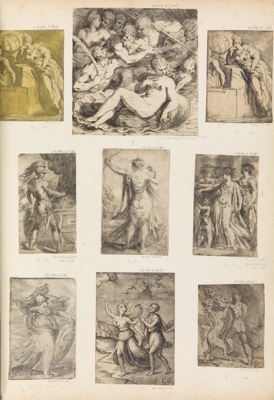 Bellona und andere mythologische Figuren, ca. 1540 von Andrea Schiavone