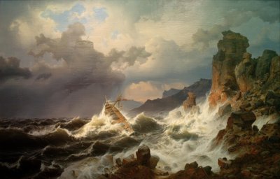 Ein Seesturm an der norwegischen Küste von Andreas Achenbach