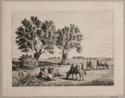 Landschaft mit grasenden Kühen von Andreas Peter Madsen