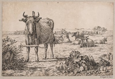 Landschaft mit Kühen von Andreas Peter Madsen