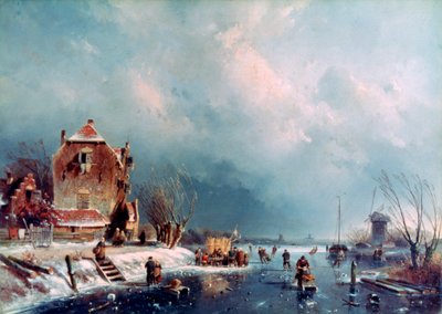 Gefrorener Fluss von Andreas Schelfhout