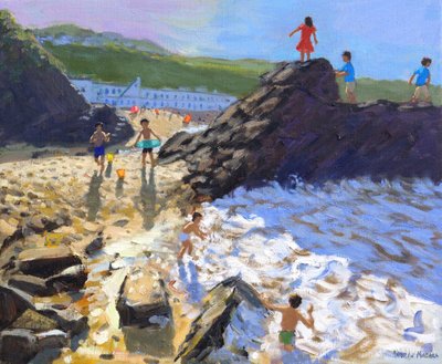 Klettern auf den Felsen, St. Ives von Andrew Macara