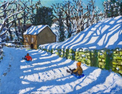Schlittenfahren, Upper Hulme, Leek von Andrew Macara
