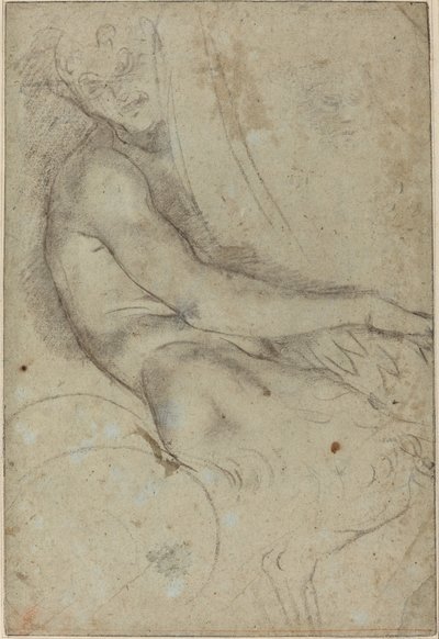 Satyr, der ein Rundbild hält von Annibale Carracci