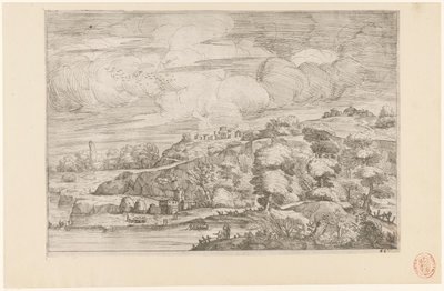 Hügellandschaft am Fluss von Anonymous