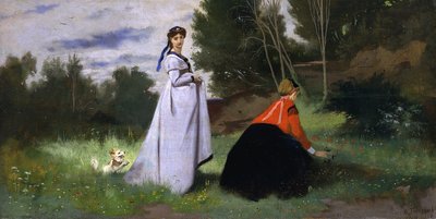 Zwei Damen in einer Landschaft, 1867 von Anselm Feuerbach