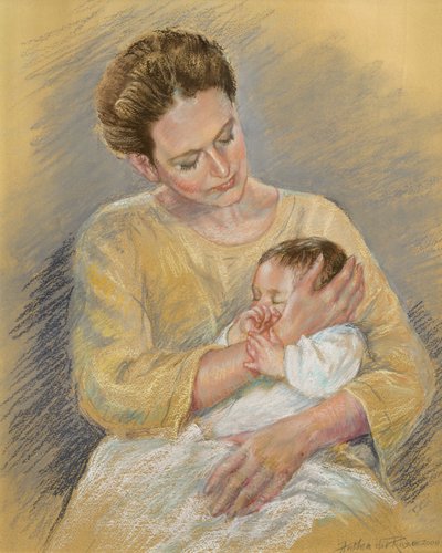 Vanessa Macdonald-Haig mit Enkel Toby, 2000 von Anthea Durose