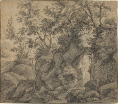 Landschaft mit bewaldeter Schlucht von Anthonie Waterloo