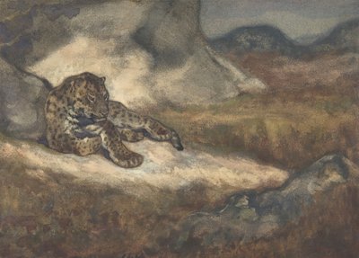 Leopard liegt, 1810-75 von Antoine Louis Barye