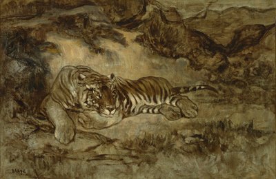 Tiger in Ruhe, ca. 1850-70 von Antoine Louis Barye