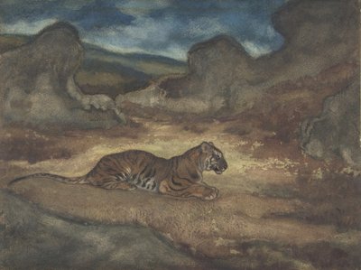 Tiger in der Landschaft, 1810-75 von Antoine Louis Barye