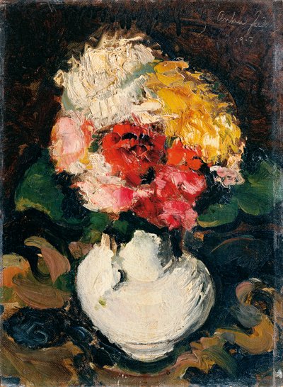 Blumenbouquet in weißer Vase von Anton Faistauer
