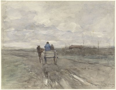 Bauernwagen auf einem Feldweg von Anton Mauve