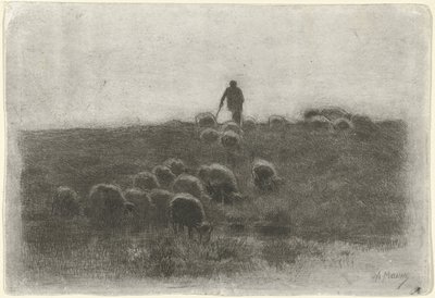 Hirte mit Schafherde von Anton Mauve