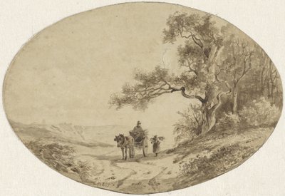 Holzsammler bei Pferd und Wagen auf dem Weg von Anton Mauve