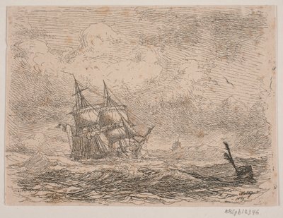 Eine Brigg in stürmischer See von Anton Melbye