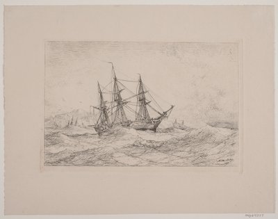 Eine Fregatte an der norwegischen Küste von Anton Melbye