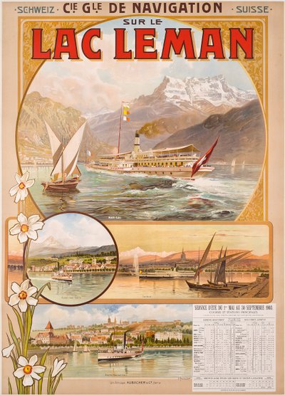 Plakat zur Werbung für den Lac Léman (Genfersee), Schweiz von Anton Reckziegel
