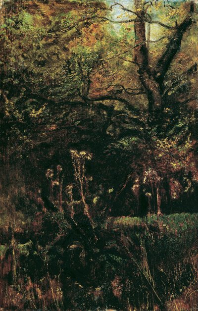 Waldlichtung mit Disteln von Anton Romako