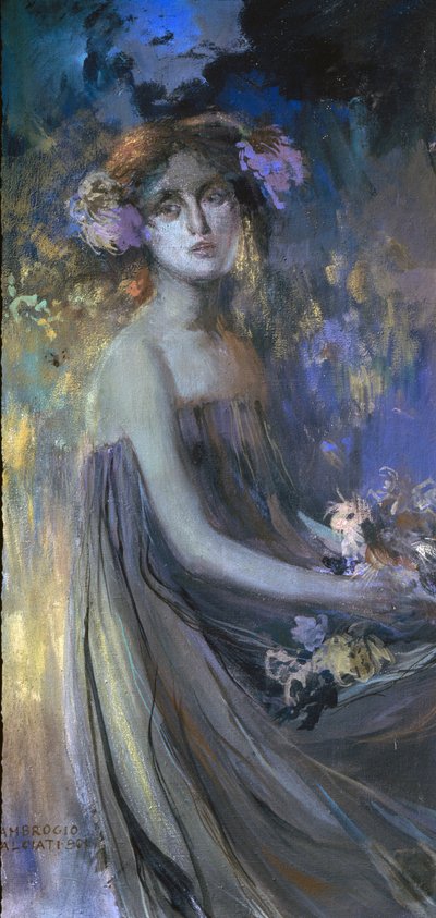 Dame mit Blumen von Antonio Ambrogio Alciati