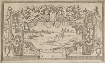 Landschaft mit Zierrahmen, ca. 1543 von Antonio Fantuzzi
