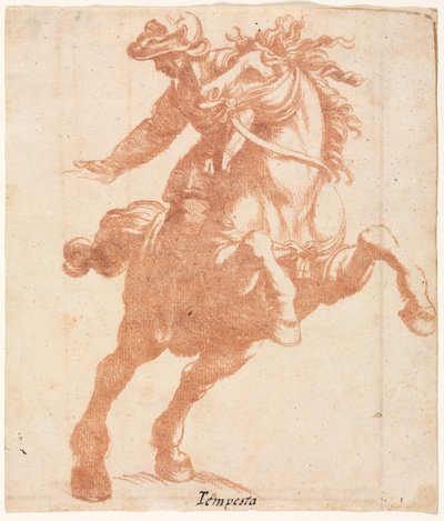 Aufbäumendes Pferd und Reiter von Antonio Tempesta