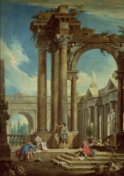 Studium der Perspektive unter römischen Ruinen von Antonio Visentini