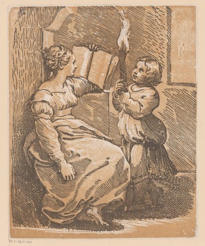 Lesende Sibylle mit Kind von Antonio da Trento (attributed to)