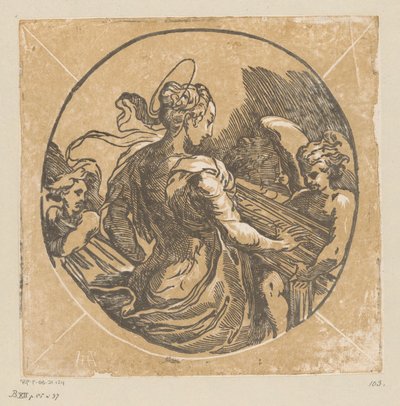 Heilige Cäcilia musizierend von Antonio da Trento (possibly)