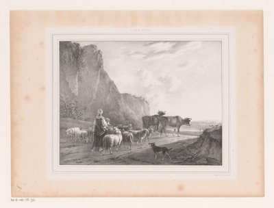 Landschaft mit Herde und Hirtin von Arie Ketting de Koningh