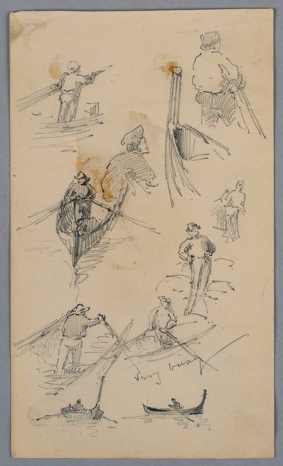Skizzen von Figuren auf Booten von Arnold William Brunner