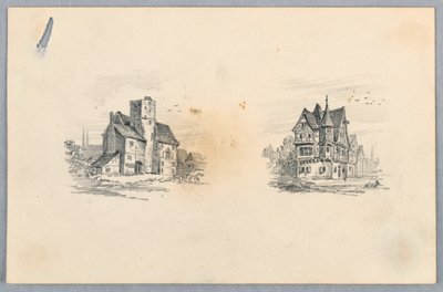 Zwei Skizzen von Häusern von Arnold William Brunner