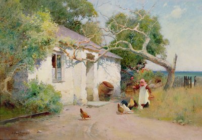 Hühner füttern, 1894 von Arthur Claude Strachan