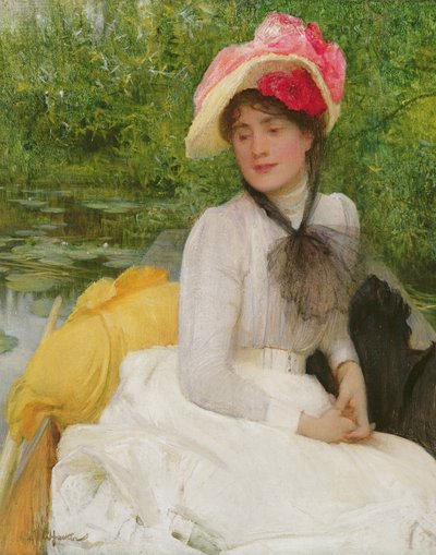 Mädchen in einem Kahn von Arthur Hacker